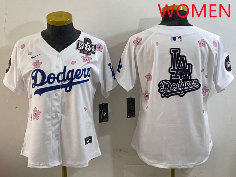 Women Los Angeles Dodgers Blank White Sakura Edition 2025 Nike MLB Jersey style 21